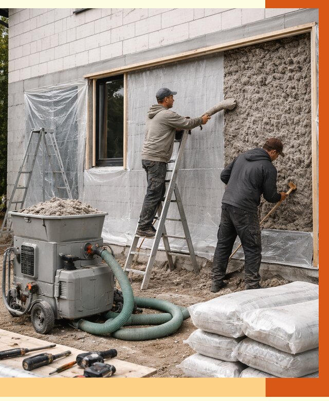 Утепление дома из газобетона эковатой в Асбесте от 4548 руб./м2 | ТепломастерСбс