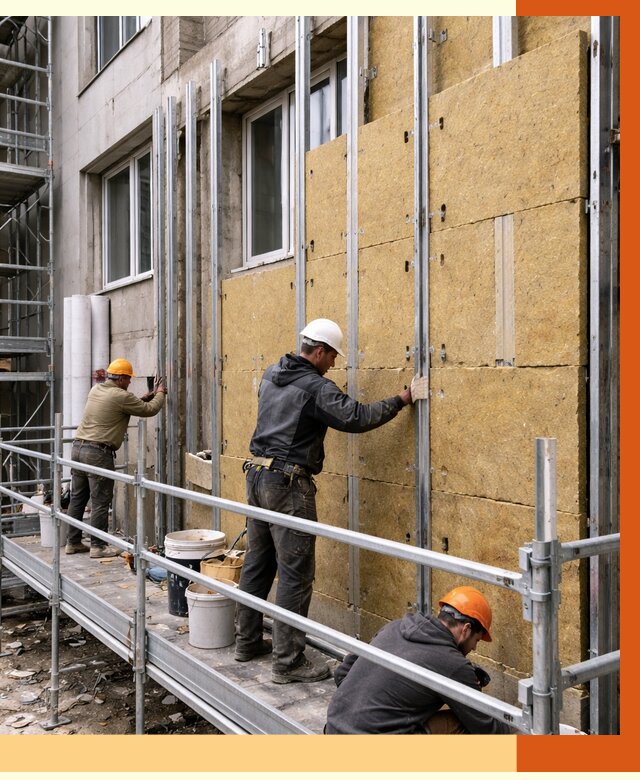 Утепление вентилируемого фасада в Асбесте от 5660 руб/м2 — монтаж и утепление вентфасад | ТепломастерСбс